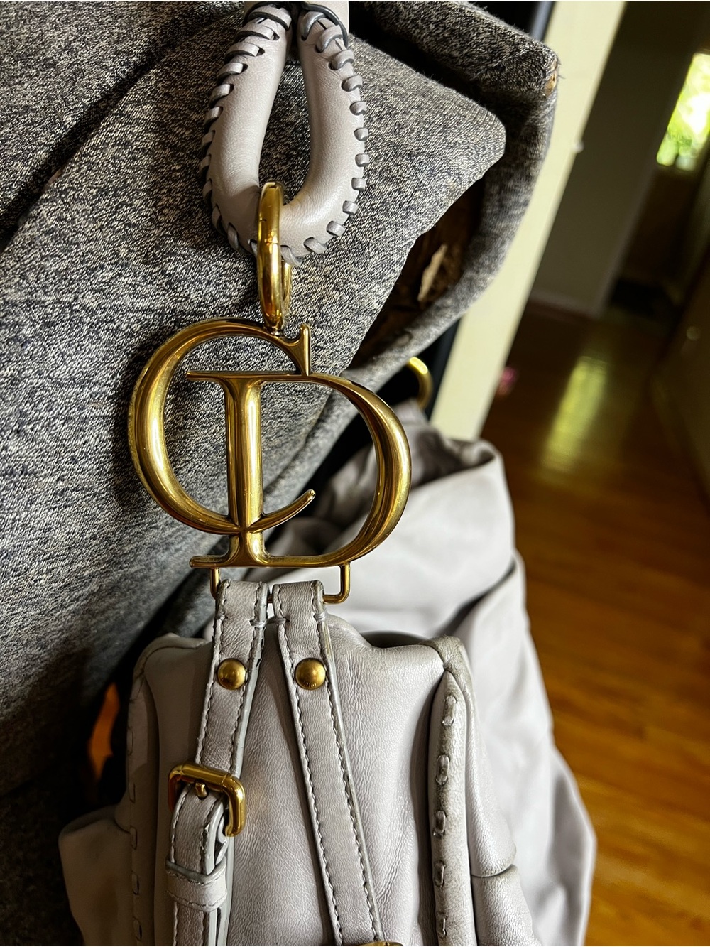 CHRISTIAN DIOR LIBERTINE HOBO PEARL GRAY PLEATED LAMBSKIN LEATHER - Picture 3 of 16